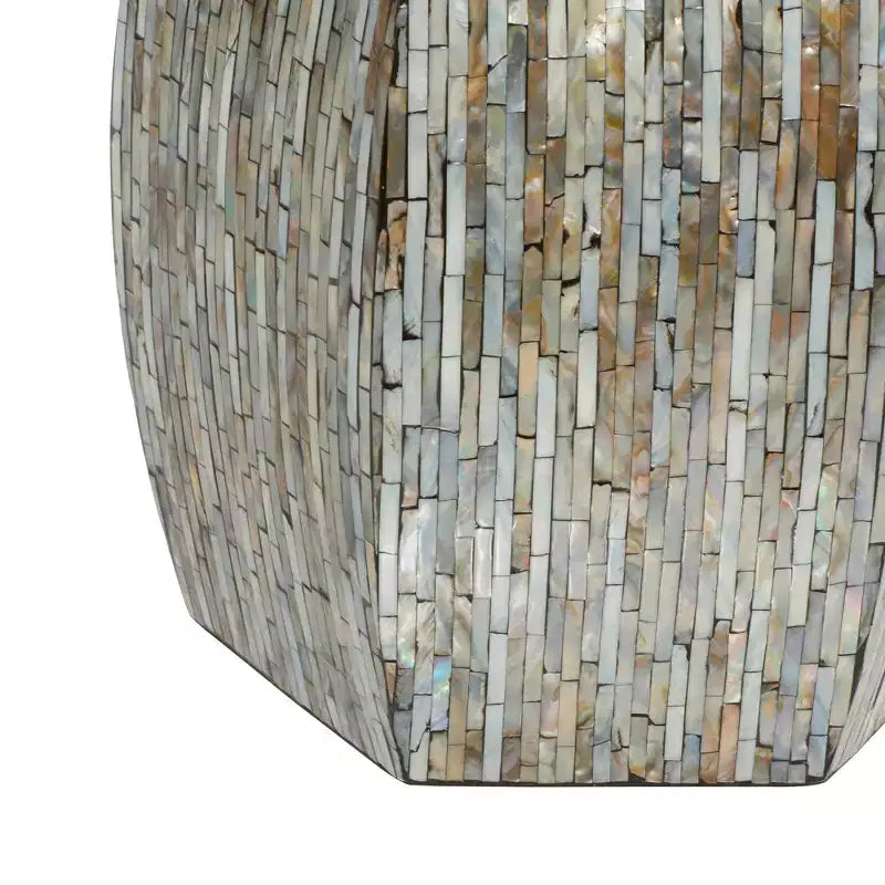 Tavolino esagonale in legno e conchiglia: stile Boho Capiz, nessun montaggio richiesto