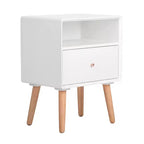 Lilou Tavolino Bianco: Moderno di Metà Secolo, Cassetto, Ripiano, Composito di Legno