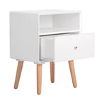 Lilou Tavolino Bianco: Moderno di Metà Secolo, Cassetto, Ripiano, Composito di Legno