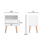 Lilou Tavolino Bianco: Moderno di Metà Secolo, Cassetto, Ripiano, Composito di Legno