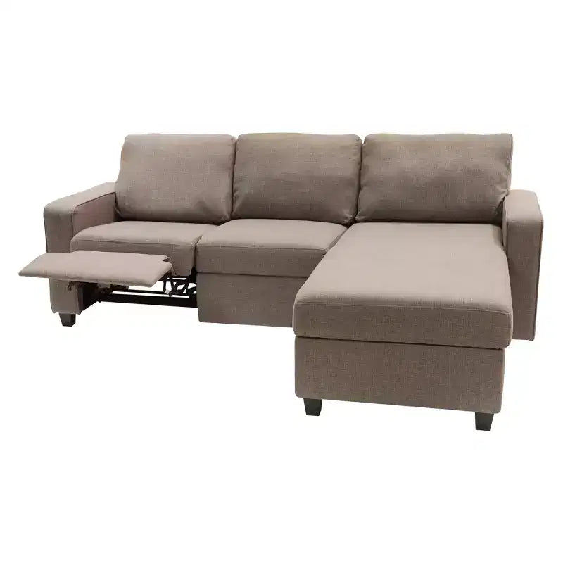 Divano angolare reclinabile Palisades con chaise longue contenitore a destra
