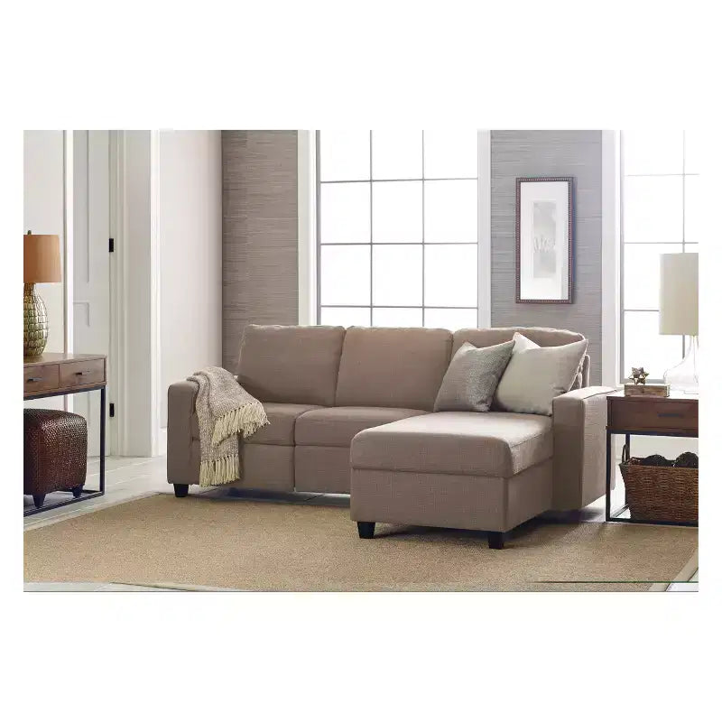 Divano angolare reclinabile Palisades con chaise longue contenitore a destra