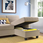 Divano angolare reclinabile Palisades con chaise longue contenitore a destra