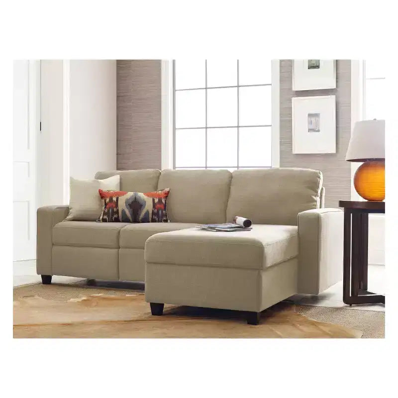 Divano angolare reclinabile Palisades con chaise longue contenitore a destra