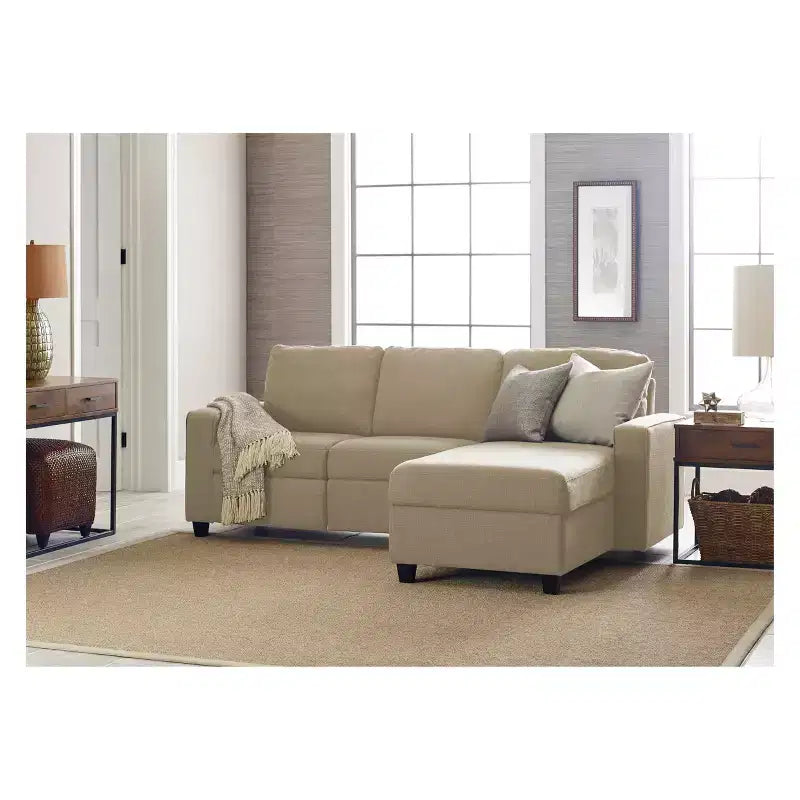 Divano angolare reclinabile Palisades con chaise longue contenitore a destra